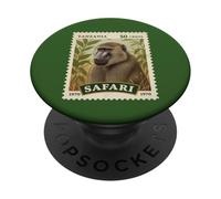 African Safari Stamp Baboon Tanzania Postage Vintage PopSockets Adhesive PopGrip