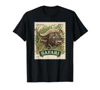 African Safari Stamp Buffalo Kenya Postage Vintage Value Graphic T-Shirt, Men, Black, S