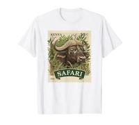 African Safari Stamp Buffalo Kenya Postage Vintage Value Graphic T-Shirt, Men, White, S