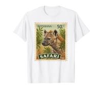 African Safari Stamp Hyena Botswana Postage Vintage Value Graphic T-Shirt, Men, White, S