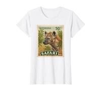 African Safari Stamp Hyena Botswana Postage Vintage Value Graphic T-Shirt, Women, White, M