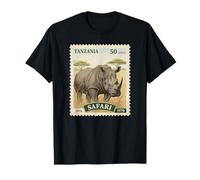 African Safari Stamp Rhino Tanzania Postage Vintage T-Shirt