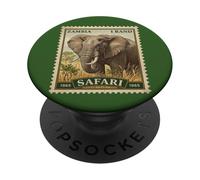 African Safari Stamp Zambia Elephant Postage Vintage PopSockets Adhesive PopGrip