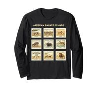 African Safari Stamps Collection Vintage Wildlife Postage Long Sleeve T-Shirt