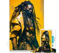 African Samurai 1000 Piece Jigsaw Puzzle for Adults Mindful Game High Def Print Happy Challenge Thoughtful Gift (38x26cm)
