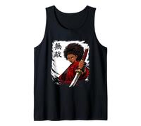 African Samurai Black Girl Anime Warrior Ninja Afro Kanji Tank Top