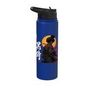 African Samurai Fighter Katana Warrior Black Roots Anime Stainless Steel Insulated Water Bottle