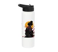 African Samurai Fighter Katana Warrior Black Roots Anime Stainless Steel Insulated Water Bottle