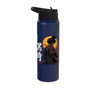 African Samurai Fighter Katana Warrior Black Roots Anime Stainless Steel Insulated Water Bottle