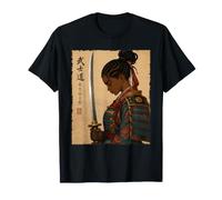 African Samurai Girl Afro American Bushido Warrior Katana T-Shirt