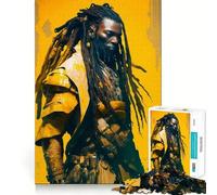 African Samurai Jigsaw for Teenagers1000 Pieces Calm Game Bright Color Fun Challenge Christmas Surprise (50x75cm)