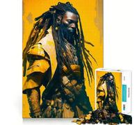 African Samurai Jigsaw Puzzles for Adults1000 Piece Tension Relief Precise Connection Playful Challenge (38x52cm)