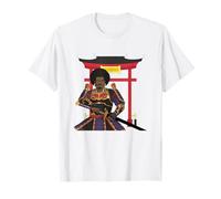 African Samurai Warrior Katana Torii Gate Japanese Bushido T-Shirt