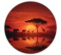 African Savanna at Sunset Jigsaw Puzzles Challenge Toy Educational Games Home Decoration for Adults& Teenager Age 14 Years Up 1000pcs (67.5x67.5cm)