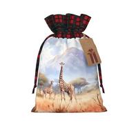 African Savanna Giraffe Fashionable Print Small Drawstring Storage Bag Lightweight and Beautiful for Various Festivals