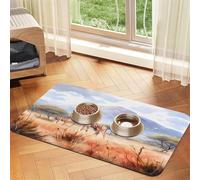 African Savanna Giraffe Pet Food Mat 17.2x11.81in Absorbent Non-Slip PU Leather Feeding Mat for Dogs Cats Rubber Bottom Fast Drying Rollable Pet Bowl Placemat