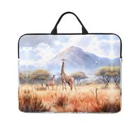 African Savanna Giraffe Print 14in Laptop Case Sleeve Bag – Portable Handle, Business Travel, Accessory Pocket for Notebook, Tablet