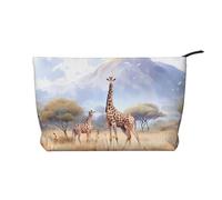 African Savanna Giraffe Prints Corduroy cosmetic bag for cosmetics storage with zipper closure for travel, camping, and daily use