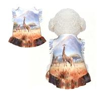African Savanna Giraffe Ruffle Dog Dress Frilly Sleeveless Breathable Summer Party for Small Dogs Cats L
