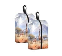 African Savanna Giraffe Water Resistant Travel Shoe Bag with Handle for Suitcase Sneakers Boots Gym 2PCS