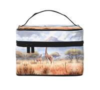 African Savanna Giraffe Women's Large Capacity Makeup Bag, Portable Travel Makeup Bag, (9x6.5x6.2 inches) Girls Large Makeup Bag Storage Bag