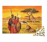 African Savanna Jigsaw Puzzles 1000 Piece Recyclable Kenya Wildlife Park Puzzle for Elderly Educational Game Decompression Ideal for Holiday Blessings Gift 38x26cm/1000pcs