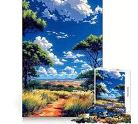 African Savanna Path Jigsaw Puzzles for Adults 1000 Piece Strong Memory Pastime Game Joyful Challenge Thoughtful Gift (38x52cm)