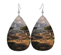 African Savanna Printed Drop-Shaped Silver Plated Earrings Are Fashionable And Lightweight. Suitable For Various Occasions And Daily Wear
