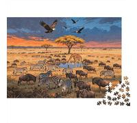African Savanna Puzzle for Adults 1000Pc Recyclable Wildlife Migration Jigsaw Puzzles Interesting Family Game Props Fun Present for Holiday Blessings Gift 70x50cm/1000pcs