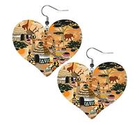 African Savanna Tribal Heart Shape Leather Earrings Women Girls Simple Dangle Earrings Gifts for Her