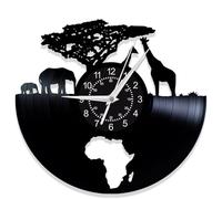 African Savanna Wall Clock - Wildlife Animal Vinyl Art, Safari Decor Silent Non-Ticking Clock, Unique Gift for Photographers & Nature Lovers, 12" Round Living Room/Studio Decor (B-Without LED)