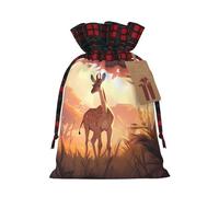 African savannah giraffe calf Printed holiday drawstring bag 8.3x11.8 inch Christmas party decoration gift bag