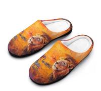 African Savannah Giraffes Lions Slippers Men Winter Warm Cotton Anti-Slip Indoor Slip-Ons House Shoes