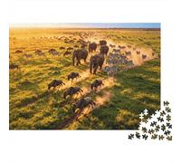 African Savannah Jigsaw Puzzles 1000 Piece Recyclable Material Wildlife Migration Puzzle for Adults Great Gift Idea Fun Family Gaming Time Activity 70x50cm/1000pcs