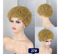African Short curly wig human hair,6 Inch Short curly Pixie wig,Heat-resistant synthetic wig,for Women Daily Party Cosplay Use.(Gold)