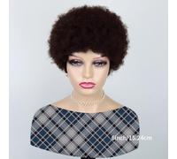 African Short curly wig human hair,6 Inch Short curly Pixie wig,Heat-resistant synthetic wig,for Women Daily Party Cosplay Use.(Dark brown)