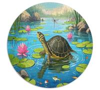 African Sideneck Turtle 1000 Piece Round Puzzles Jigsaw for Adults Unique Shape And Home Decor Unique Challenge Games 1000pcs (67.5x67.5cm)
