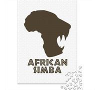 African Simba Logo Travel Puzzle 1000 Pieces, Asian Architecture Inspired View, Thick Cardboard Pieces for Families, Mindful Activity, Paper Board, 70x50cm/1000pcs