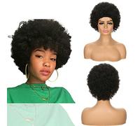 African Small Curly Hair Women's Black Pixie Cut Short Wig Heat Resistant Synthetic Breathable Comfortable Short Curly Wig Suitable for Daily Party wear Black,16in (Black 16in)