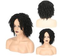 African Small Curly Hair Women's Black Pixie Cut Short Wigs Heat-Resistant Synthetic Comfortable Breathable Short Curly Wigs Suitable for Daily Gatherings (A 14in)