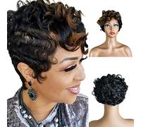 African Small Curly Hair Women's Pixie Cut Short Wigs Heat-Resistant Synthetic Comfortable and Breathable Short Curly Wigs Suitable for Daily Gatherings