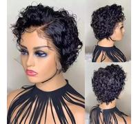 African Small Roll Short Curly Hair Synthetic Fluffy Hair Wigs For Role Play,Halloween,Daily Use (Black)