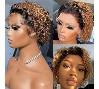 African Small Roll Short Curly Hair Synthetic Fluffy Hair Wigs For Role Play,Halloween,Daily Use (Gold)