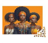 African Style 1000 Pieces Black Women Jigsaw for Adults Thick Paper Wall Decor Vibrant Character Puzzle Stress Relief 70x50cm/1000pcs