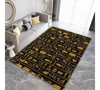 African Style Hieroglyphics Washable Area Rugs Orange Color Area Rug for Living Room 60 x 120 cm Soft Faux Short Pile Carpet Mat Durable Enough Foldable Apply to Bedroom Dining Room