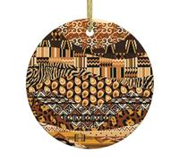 African Style Patchwork 2.9-inch ceramic pendant printed Christmas ornament suitable for decorating windowsills fireplaces and bedrooms