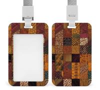 African Style Patchwork Id Badge Holder with Lanyard, Clear Vertical Card Protector Waterproof, Breakaway Safety Neck Strap, Heavy Duty Name Tag Holder for Nurse Teacher Officer Staff Women Men