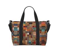 African Style Patchwork Large Weekender Bag for Travel, Water-Resistant Duffle Bag, Print Adjustable Shoulder Strap,3-5 Day Overnight Bag for Men Women