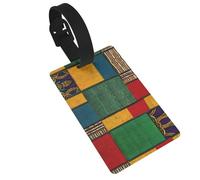 African Style Patchwork Print Bag Tags for Luggage, Waterproof PVC Travel Tags for Suitcases Travel Bag Tag with Name Label