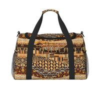African Style Patchwork Print Everyday Use Travel Duffle Bag Large Capacity Travel Bag Stylish Functional Bag, Black, One Size
